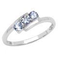 Sterling Silver Tanzanite Bypass Design Ring
