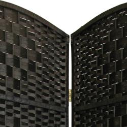 Wood and Woven Fiber 4-panel 6-foot Diamond Room Divider (China)