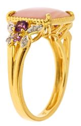 Dyach Gold over Silver Mother of Pearl and Pink Amethyst Ring