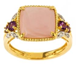 Dyach Gold over Silver Mother of Pearl and Pink Amethyst Ring