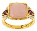 Dyach Gold over Silver Mother of Pearl and Pink Amethyst Ring