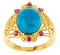 Dyach Gold over Silver Turquoise and Ruby Ring