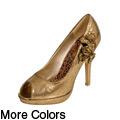Adi Designs Rose Accent Peep Toe Platform Stilettos