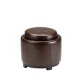 Chelsea Brown Bicast Leather Round Tray Ottoman