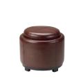 Chelsea Cordovan Leather Round Tray Ottoman