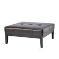 Fulton Brown Leather Square Ottoman