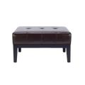 Fulton Brown Leather Square Ottoman