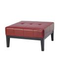 Fulton Red Bicast Leather Square Ottoman