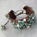 Cotton Turquoise/ Tiger's Eye/ Pearl Pull Bracelet (Thailand)
