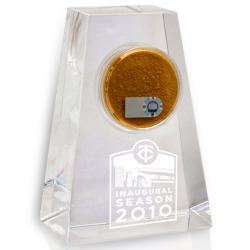 Minnesota Twins 2010 Inaugural Season Tapered Crystal Paperweight w/ Game Field Dirt