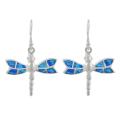 Sterling Silver Blue Opal Dragonfly Earrings