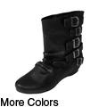 Bamboo by Journee Women's Buckle Crinkle Ankle Boots