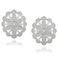 Sterling Silver Diamond Accent Scalloped Oval Earrings