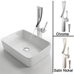 Kraus Rectangular Ceramic Vessel Sink/ Millennium Faucet