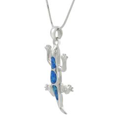 Sterling Silver Blue Opal Lizard Necklace