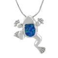 Sterling Silver Blue Opal Jumping Frog Necklace