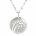Sterling Silver Fern Leaf Cut-out Round Necklace