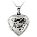 Sterling Silver 'Number One Mom' Heart Locket Necklace