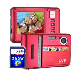 SVP Cybersnap 912 9MP Red Digital Camera with 16GB SDHC Memory Card