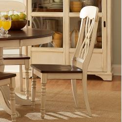 Mackenzie Casual Country Antique White Round 5-piece Dining Table Set