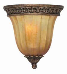 Espresso Finish Amber Glass Shade 1-light Wall Sconce.