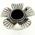 Meredith Leigh Sterling Silver Onyx Flower Ring