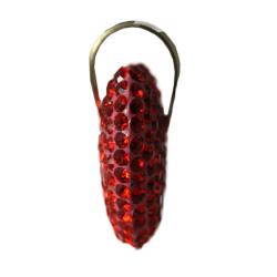 10K Yellow Gold Red Crystal Heart Neckalce