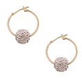 10k Yellow Gold White Crystal Ball Slider Hoop Earrings