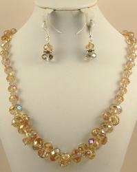 Smoked Topaz Crystal Cluster Jewelry Set