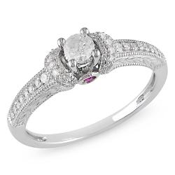 14k Gold 1/3ct TDW Diamond and Pink Sapphire Engagement Ring (H-I, I2-I3)