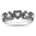 10k White Gold 1/2ct TDW Black and White Diamond Heart Ring (H-I, I2-I3)