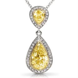 18k Gold 1-7/8ct TDW Certified Yellow Diamond Necklace (H-I, SI1-SI2)