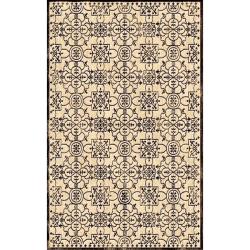 Hand-carved Alexa Velvet Iron Gate Ivory Faux Silk Rug (2'1 x 4')