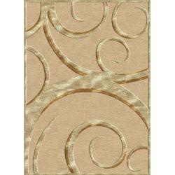 Hand-carved Alexa Velvet Loops Ivory Faux Silk Rug (5'3 x 7'6)