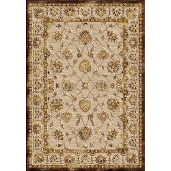 Hand-carved Alexa Velvet Persiana Ivory Faux Silk Rug (2'1 x 4')