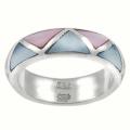 Sterling Silver Pink and Blue Mother of Pearl Ring