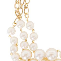 Goldtone Cream Color Faux Pearl Bib Necklace