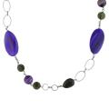 Silvertone Brass Multi-gemstone Bead Necklace