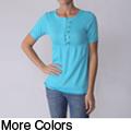 Illusion Junior's 1/2-sleeve Buttoned Babydoll Top