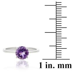 Glitzy Rocks Sterling Silver 1 1/5ct TGW Amethyst Solitaire Round Ring