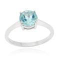 Glitzy Rocks Sterling Silver 1 5/8ct TGW Blue Topaz Solitaire Round Ring