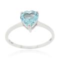 Glitzy Rocks Sterling Silver Heart-cut Blue Topaz Solitaire Ring