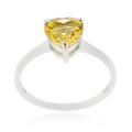 Glitzy Rocks Sterling Silver Heart-cut Citrine Solitaire Ring