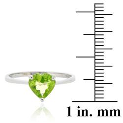 Glitzy Rocks Sterling Silver Heart-cut Peridot Solitaire Ring