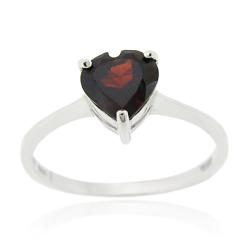 Glitzy Rocks Sterling Silver Heart-cut Garnet Solitaire Ring