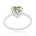 Glitzy Rocks Sterling Silver Heart-cut Green Amethyst Solitaire Ring
