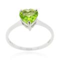 Glitzy Rocks Sterling Silver Heart-cut Peridot Solitaire Ring