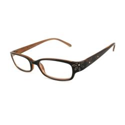 Urban Eyes Women's Crystal Floral Brown Reading Glasses