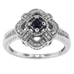 Silver 1/4ct TDW Red and White Diamond Vintage Ring (H-I, I1-I2)