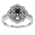 Silver 1/4ct TDW Red and White Diamond Vintage Ring (H-I, I1-I2)